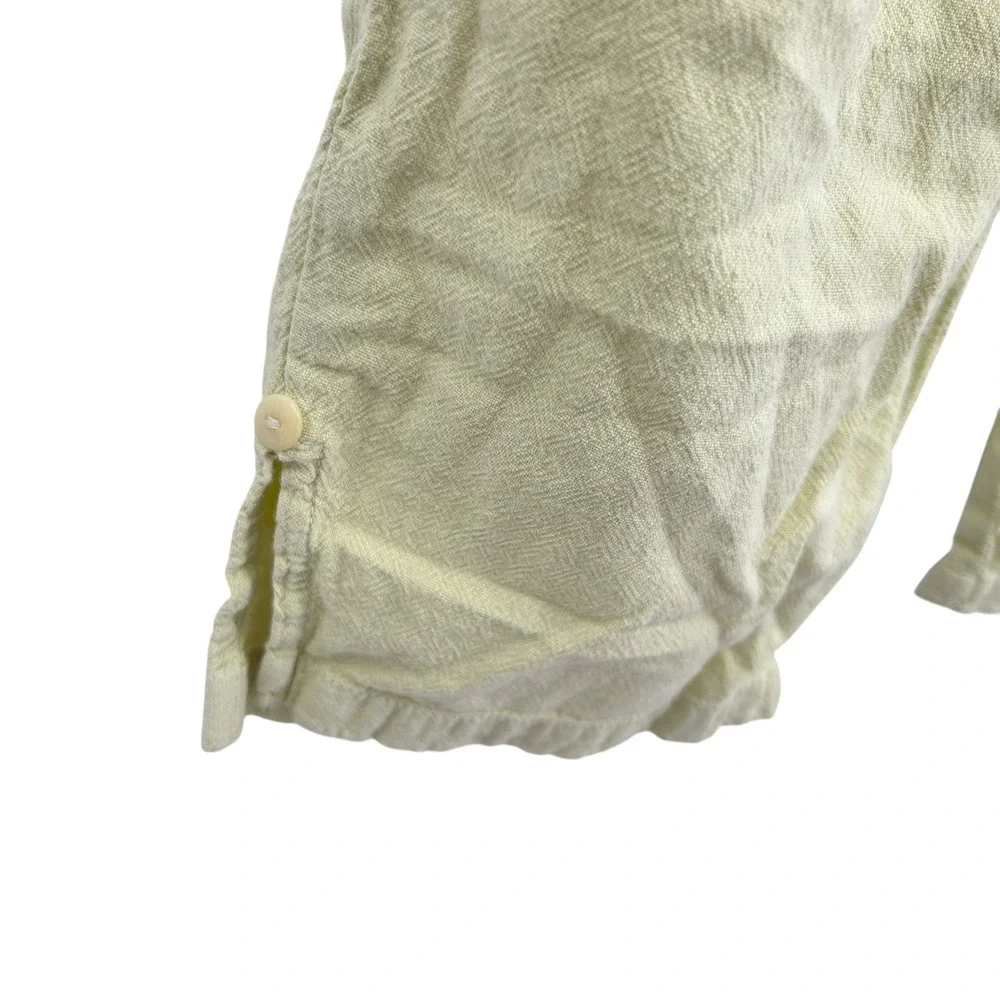 Lightweight Linen Like Pants Small Green Elastic Waist Relaxed Coastal‎ Casual